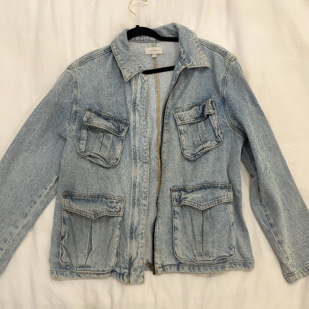 Pacsun Medium Indigo Denim Cargo Workwear Jacket